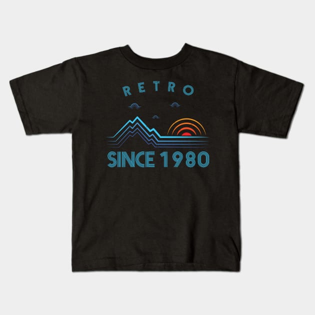 Retro since 1980 birtday design Kids T-Shirt by JJDESIGN520